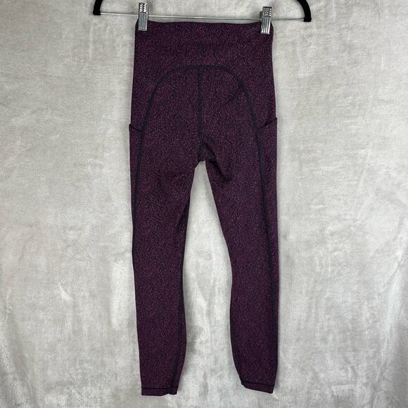 Athleta Leggings Womens XXS Fuschia Black Ultimate Stash Textured 7/8 Tight Gym - Picture 7 of 13